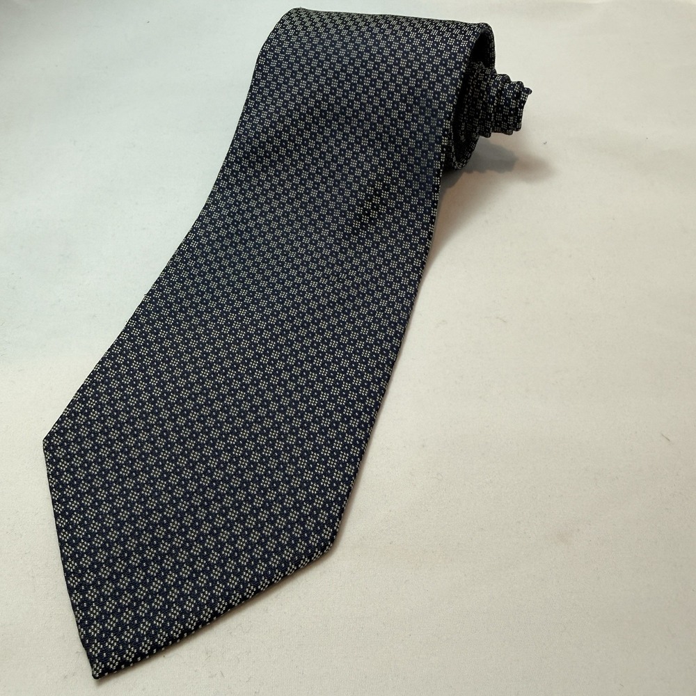 Giorgio Armani Cravatte Tie Men's Navy Blue Silk Geometric 60" Necktie Italy